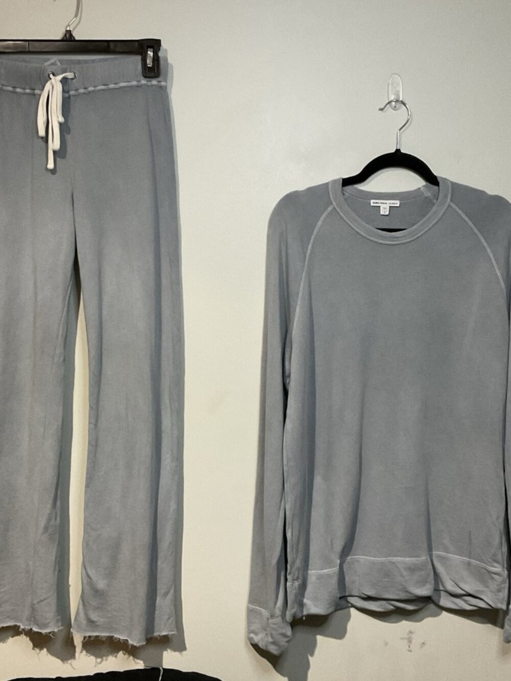 James Perse Estilo Sweater (size 1) Sweatpants (size 0) Wide Leg Set Womens Blue